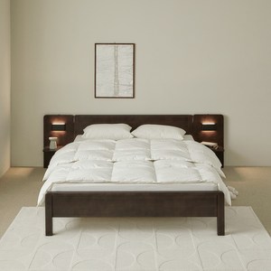 퍼니코 로그 고무나무 원목 침대 프레임 단품