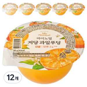 마이노멀 저당 과일푸딩 감귤, 185g, 12개