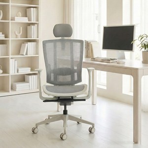 듀오백 브라보 BR-200MFW 사무용 메쉬 컴퓨터 의자, 라이트그레이, 695 x 565 x 1120~1210mm