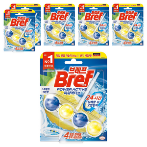 브레프 파워액티브 변기세정제 스파클링 레몬향, 50g, 6개