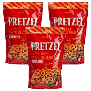 삼진 미니 프레첼 매콤한 비프맛, 300g, 3개
