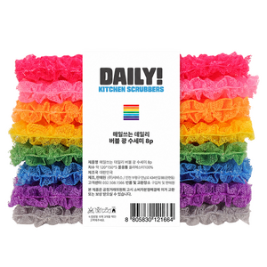 샤바스 국내제조 국내 제조 매일쓰는 데일리 버블 광 수세미 세트 혼합색상, 8개입, 1개