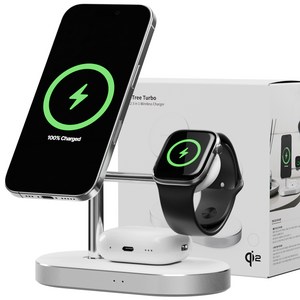 신지모루 Qi2 3in1 M-트리 터보 맥세이프 초고속 무선충전 아이폰 애플워치 거치대