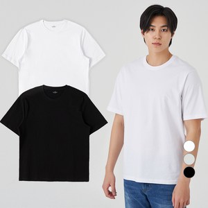 캐럿 통기성 기본 라운드 반팔 티셔츠 2p