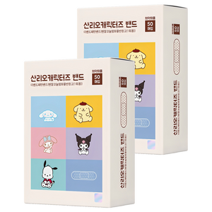 아텍스 산리오캐릭터즈 더밴드 패턴밴드 반창고 5종, 50매입, 2개