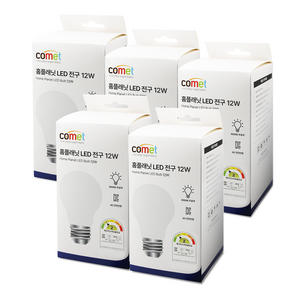 홈플래닛 안정기 내장형 LED 전구 12W, 주광색, 5개