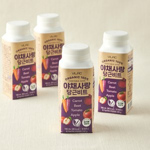 비락 유기가공식품 인증 야채사랑 당근비트, 180ml, 4개