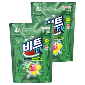 [비건라이프] 비트 실내건조 캡슐세제 그린플로럴향, 42개입, 2개