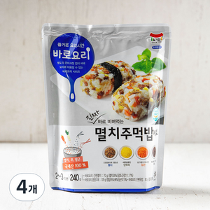 일가집 바로요리 멸치주먹밥 세트, 240g, 4개