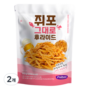 프리본 쥐포 그대로 후라이드, 2개, 50g