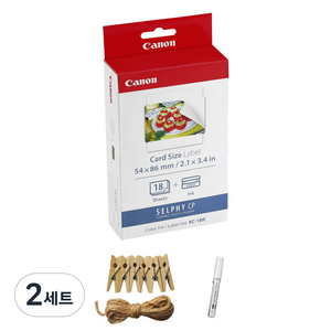 캐논 셀피 인화지 스티커용지 18p KC-18IF + 포토라인 + 미피펜 랜덤 발송, 2X3, 2세트
