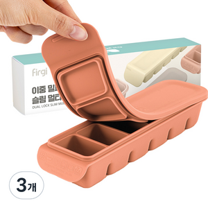 퍼기 이중 밀폐 이유식 큐브 냉동용기 6구, 180ml, 인디핑크, 3개