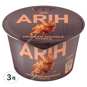 팔도 아리 모던누들 후추라볶이 컵 130g, 3개