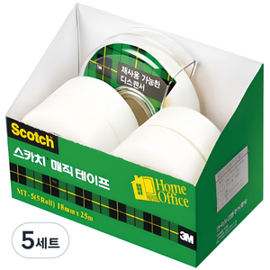 스카치 매직 테이프 디스펜서 + 리필 18mm x 25m 4p 오피스 팩 MT-5, 반투명, 5세트