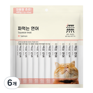 바우와우 무마진 짜먹는 고양이츄르, 연어, 480g, 6개