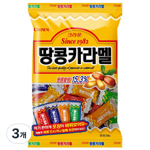 크라운 땅콩카라멜, 324g, 3개