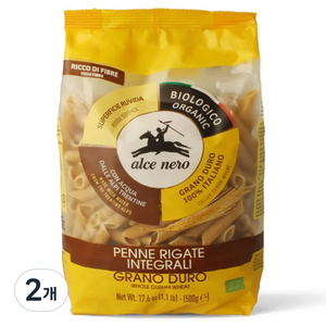 알치네로 유기농 통밀 펜네 고단백 고식이섬유, 500g, 2개