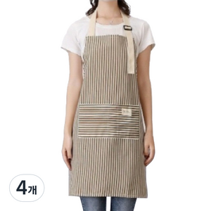 누심비 다용도 줄무늬 앞치마, 브라운, 4개