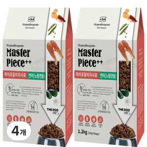 더독 노령견용 닥터소프트 명작 하이포알러지 소프트사료, 연어, 1.2kg, 4개
