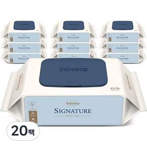 베베숲 시그니처 블루 에코 유아물티슈 캡형 75gsm, 75g, 1개입, 20개