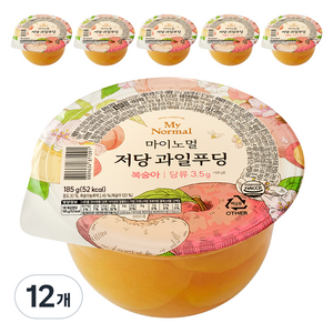 마이노멀 저당 과일푸딩 복숭아, 185g, 12개