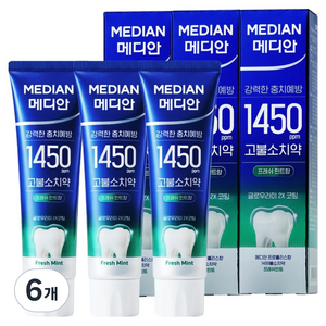 메디안 국내 제조 1450 프레쉬민트향 고불소 치약, 100g, 6개