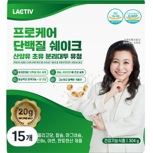 락티브 프로케어 단백질 쉐이크 산양유 초유 분리대두 유청, 304g, 15개