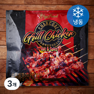 스카이푸드 숯불 매콤양념 닭꼬치 (냉동), 400g, 3개