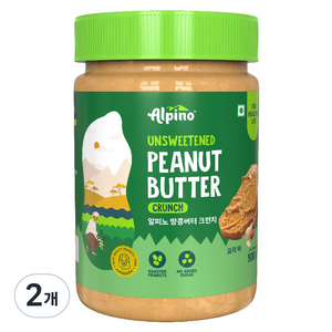 알피노 무가당 땅콩버터 크런치, 500g, 2개