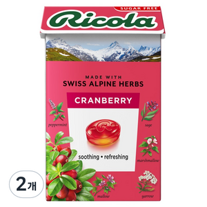 리콜라 스위스 크랜베리 허브 캔디, 40g, 2개