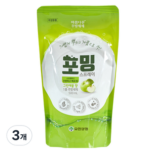 유한양행 포밍 스프레이 주방세제 리필, 500ml, 3개