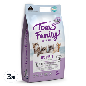 톰스패밀리 전연령용 튜나 고양이사료, 생선, 5kg, 3개