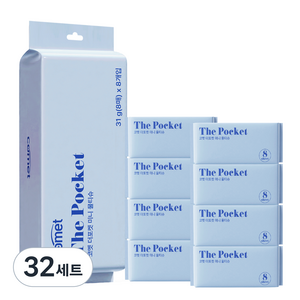 코멧 더 포켓 미니 물티슈, 8매, 50g, 32개
