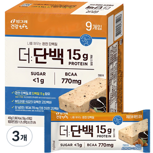 빙그레 더단백 마일드 프로틴바 아몬트쿠키 9p, 450g, 3개