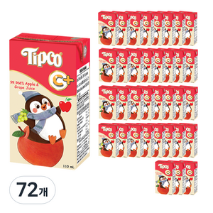 팁코 애플 앤 그레이프 주스, 110ml, 72개