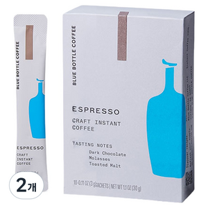 블루보틀커피 크래프트 인스턴트 원두커피믹스 에스프레소 싱글 서브, 3g, 10개입, 2개