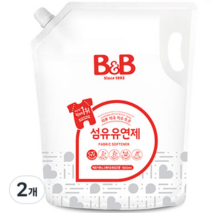 비앤비 섬유유연제 베르가못 & 그레이후르츠향 리필, 1.8L, 2개