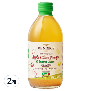 데니그리스 유기농 애플사이다 비니거 레몬, 500ml, 2개