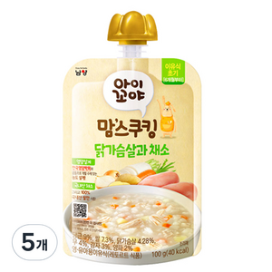 아이꼬야 유아용 맘스쿠킹 레토르트 이유식, 닭가슴살 + 채소 혼합맛, 100g, 5개