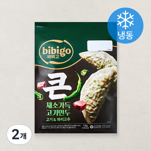 비비고 얇은피 큰 채소가득 고기만두 고기 & 꽈리고추 (냉동), 1kg, 2개