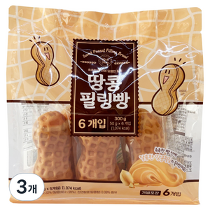 땅콩필링빵, 300g, 3개