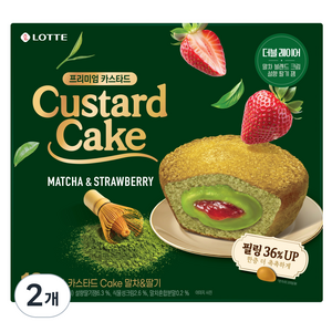 롯데카스타드 케이크 말차 & 딸기, 288g, 2개