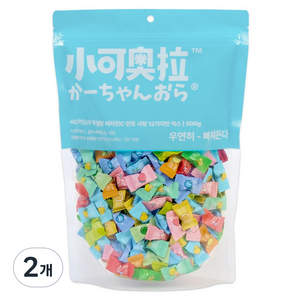 샤오커오라 무설탕 비타민C 민트 박하 12가지맛 믹스 미니 과일 사탕 캔디 중형, 500g, 2개