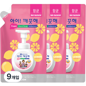 아이깨끗해 항균 거품 핸드 솝 레몬 리필, 450ml, 9개입