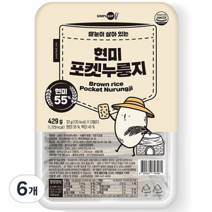 심플잇 현미포켓누룽지, 429g, 6개