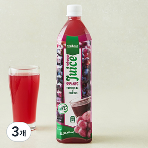 TroBest 포도착즙주스, 1L, 3개