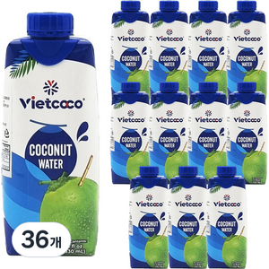 비엣코코 코코넛워터 100% 오리지널, 330ml, 36개
