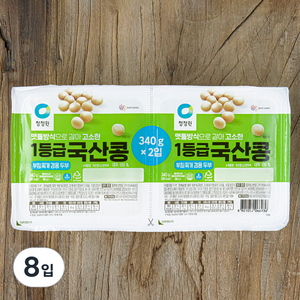 청정원 국내산 콩 두부, 340g, 8입