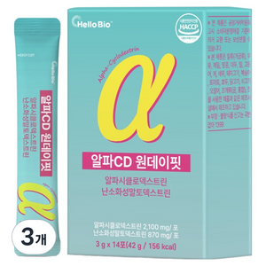 헬로바이오 알파CD 원데이핏 알파시클로덱스트린 난소화성 말토덱스트린, 42g, 3개