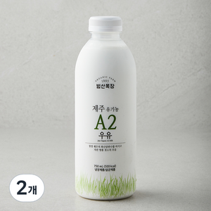 유기농 인증 제주 A2 우유, 750ml, 2개